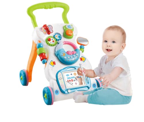 Trotteur musical bébé éveil et tableau de dessin multicolore 47cm