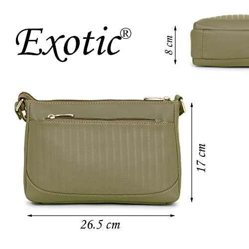 Image of EXOTIC Women's Studded Dual Tone Sling Bag -Green