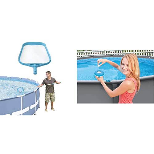 INTEX Diffuseur Flottant 12,7cm & Epuisette de Surface Bleu 29,5x31,5x2,5 cm