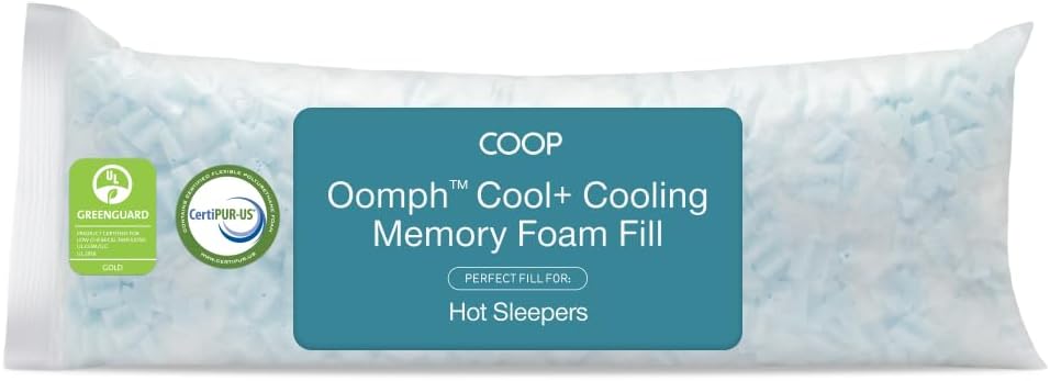 Coop Home Goods Extra Oomph Cool+ Pillow Fill, Gel-Infused, Plus Shaped Memory Foam Filling for More Airflow, Extra Fill Filler for Eden Cool+ Pillows, GREENGUARD Gold & CertiPUR-US Certified Extra Oomph for Cool+ Pillow - Image 1 of 8