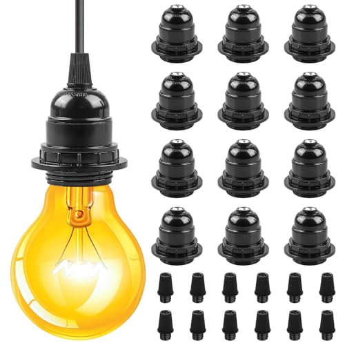 12 pezzi E27 Attacco Nero, Vintage Edison E27 Portalampada con attacco E27 in stile vintage, in plastica, attacco lampada in bakelite retro, supporto lampada in guscio duro per lampada da tavolo, da