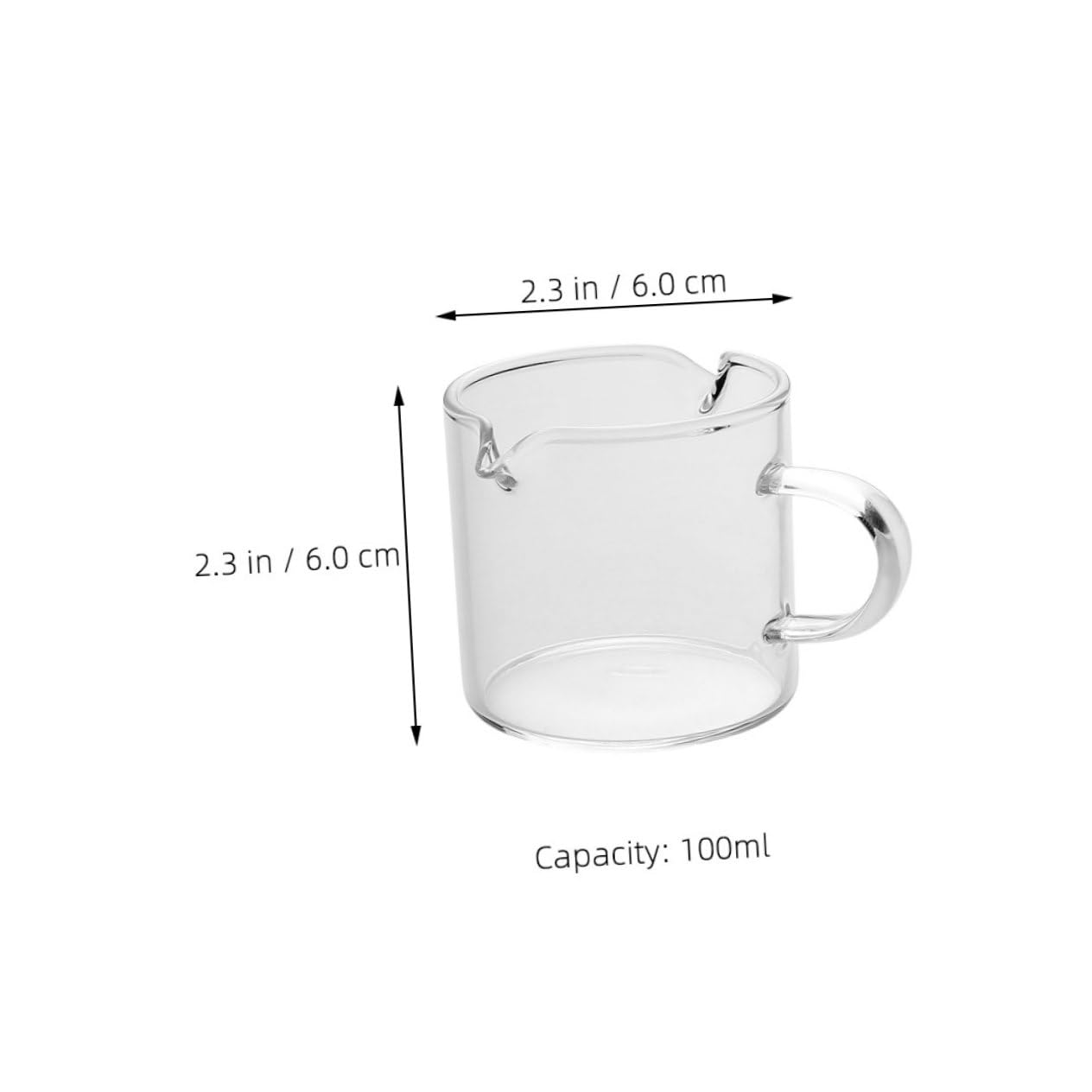 Unomor 2Pcs Double Spout Espresso Cups Set Clear Glass Measuring Pitcher with Handle for Home Bar Office Use Stylish and Versatile Coffee Accessories