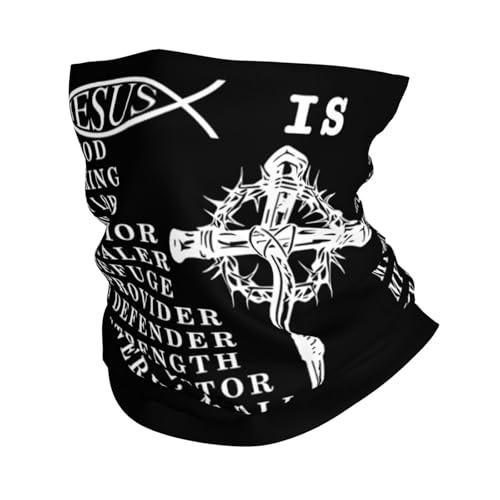 Cuello Bufanda Jesús Es Mi Dios, Mi Rey, Mi Señor, Mi Salvador Religión Blanca Calentador De Cuello Respirable Bandana Protección UV Pasamontañas para Deportes Cámping Ciclismo 25X50CM