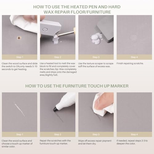 Laminat Reparaturset, 11 Farben Holz Vinyl Möbel Parkett Reparaturset Hartwachs Reparatur set Ausbesserungsmarker Abdeckung von Kratzern, Flecken, Rissen, Löchern für Holzkitt Vinylboden Holzboden