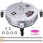 15" Pressure Washer Surface Cleaner with 4 Wheels, Stainless Steel Housing & 1/4" Quick Connector, Power Washer Attachment with 2 Extension Wands, 2 Replacement Nozzles, 4000 PSI (15inch)
