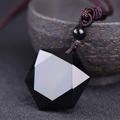 Black Obsidian Necklace Men Hexagram Natural Stone Crystal Pendant for Women Protection Premium Talisman Necklaces Couples Gift2