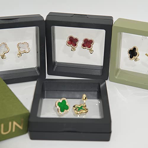 Four Leaf Clover Earrings Silver Needle Clover Earrings Full of Diamond Zircon Anti-Allergy Jewelry Earrings Large for Women or Girls……4