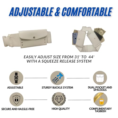 Generic Belt of Hajj/Umrah ihram for Men-Unstiched And Free Size Adjustable Belt,White- with Tasbeeh-Perfect for Hajj and Umrah3