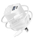 36W Super Fast Charger For Samsung Galaxy Z Flip 7 FE/Z Fold 7/Z Flip 6/Z Fold 6/Z Flip 5/Z Fold 5/Z Flip 4/Z Fold 4/Z Flip 3/Z Fold 3 USB C + USB A Adapter Plug with Cable