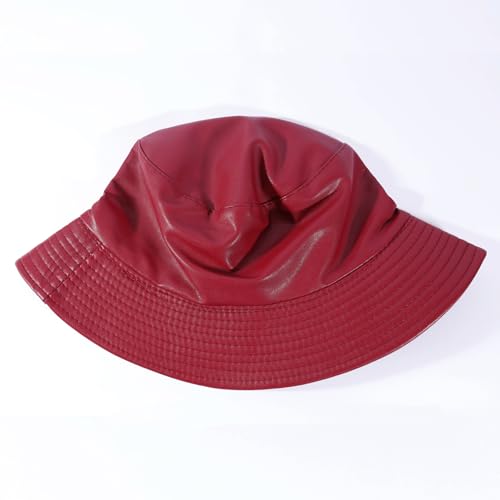 Image of Unisex Black Bucket Hat Waterproof Rain Hat Reversible Shiny Rave Bucket Hat for Concert Festival