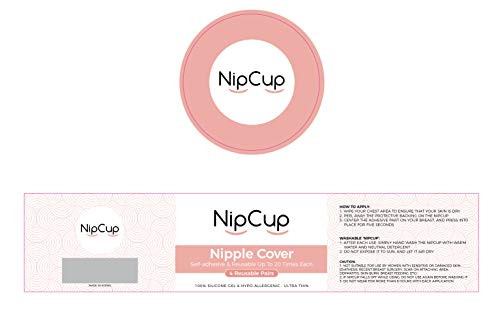 image for NipCup 4 Pairs Reusable Silicone Nipple Covers | Ultra-Thin Adhesive I