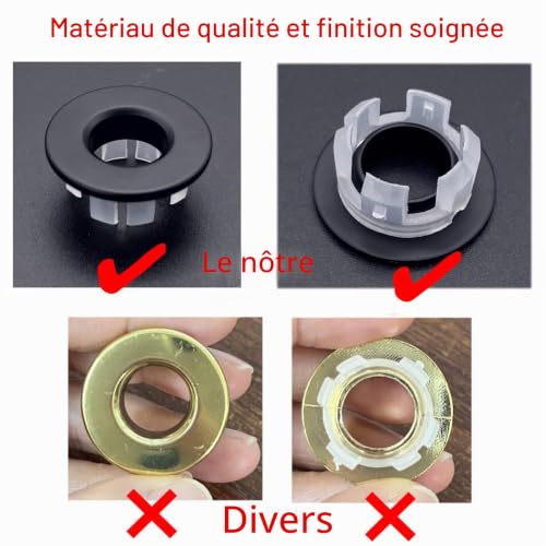 JZK 2X Anneau de trop-Plein en cuivre plaqué Noir Mat pour évier de Salle de Bain, trop-Plein pour évier de Cuisine et Salle de Bain – vue 3