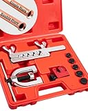 Clatoon Brake Line Double & Single Flaring Tool Kit with Tubing Cutter, Brake Line Repair Kit for Copper, Aluminum, Brake Line and Brass Tubing, Flare Tool kit Includes 5 Adapters, 45 Degrees