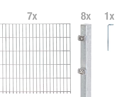 Alberts 651169 Doppelstabmattenzaun als 16 tlg. Zaun-Komplettset | verschiedene Längen und Höhen | feuerverzinkt | Höhe 180 cm | Länge 14 m – Bild 3