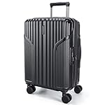 BAGSMART Carry On Luggage 22x14x9 Airline Approved, Lightweight luggage with Spinner Wheels, 20 Inch Expandable Hardside Carry On Suitcase with TSA Lock Rolling Travel suitcase Carry-On, Black