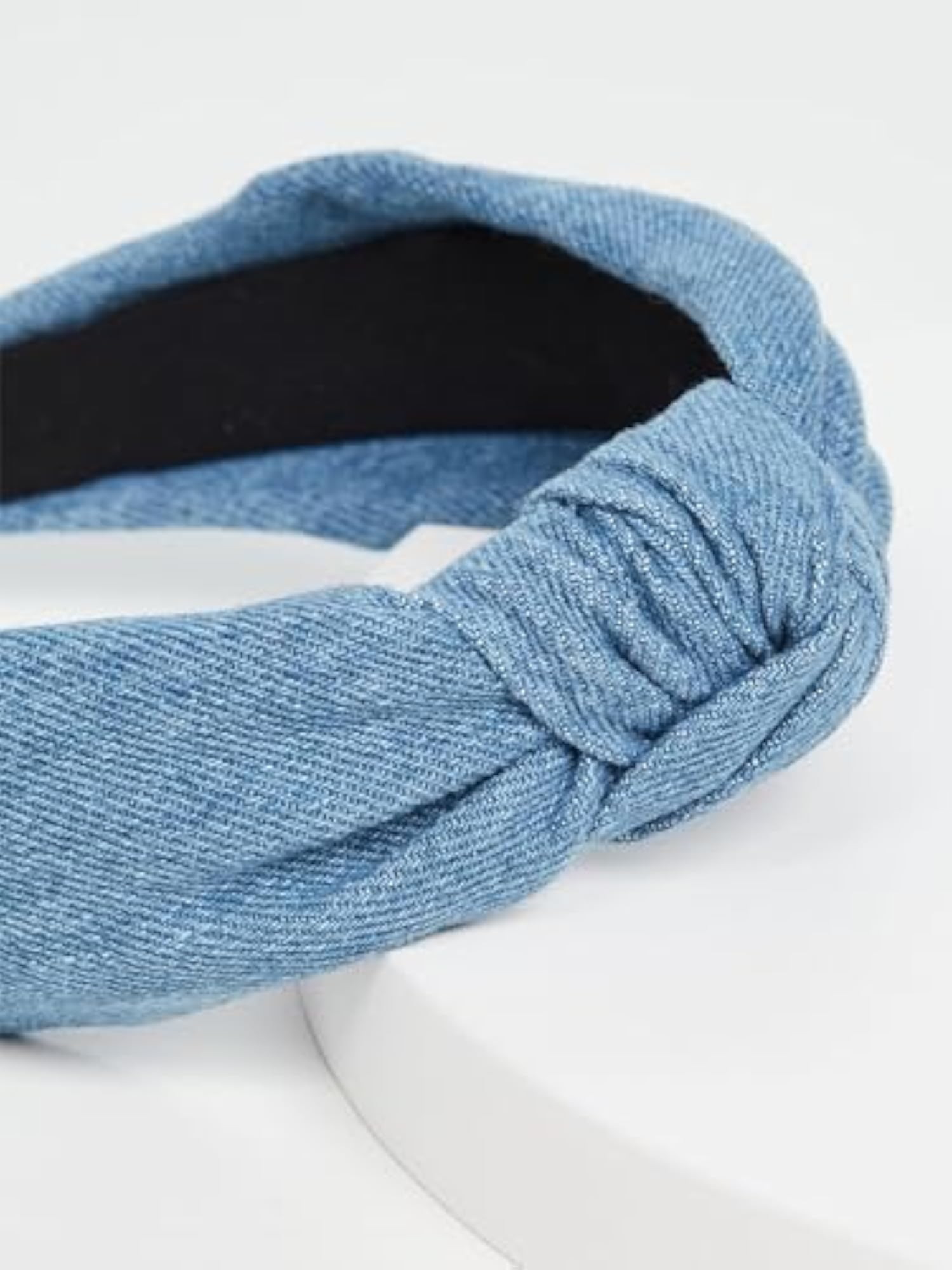 Solid Denim Knot Fabric Headband for Women