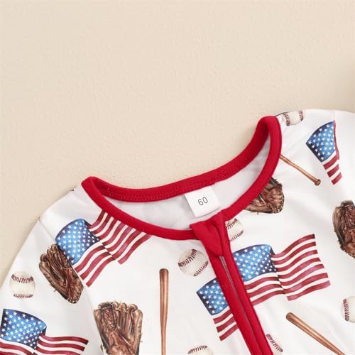 FIOMVA 4th of July Baby Boy Girl Outfits Toddler Baseball Outfit Newborn Romper Infant Jumpsuit American Flag Clothes4