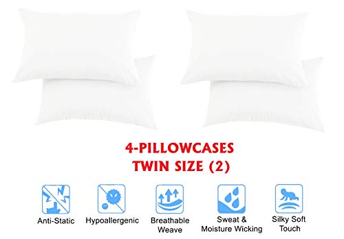Elegant Comfort Luxury Soft Bed Sheets 1500 Premium Hotel Quality Microfiber Softness Wrinkle and Fade Resistant (4-Piece) Bedding Set, Twin/Twin XL, White