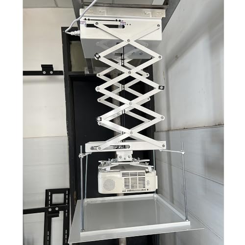 Electric 110V Projector Mount Ceiling Hidden Projector Mount with Wireless Remote Control 22LB Max Load for Cinema Church Running Distance 59In