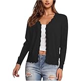 BPDDKA Cárdigan de Manga Larga para Mujer, Chaqueta Pequeña de Punto Fino, Estilo Holgado y Perezoso (MX/US, Alfa,...