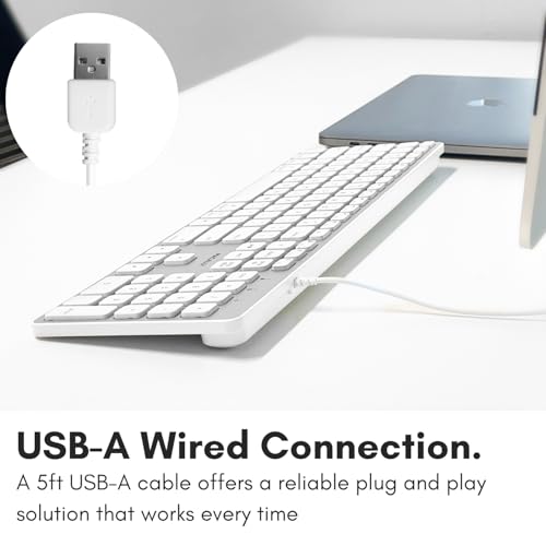 Image of Macally Backlit Wired Keyboard for Mac | Compatible Apple Keyboard with Numeric Keypad | Comfortable All Day Typing, Compatible on MacBook Pro /Air, iMac, Mac mini /Pro - Silver