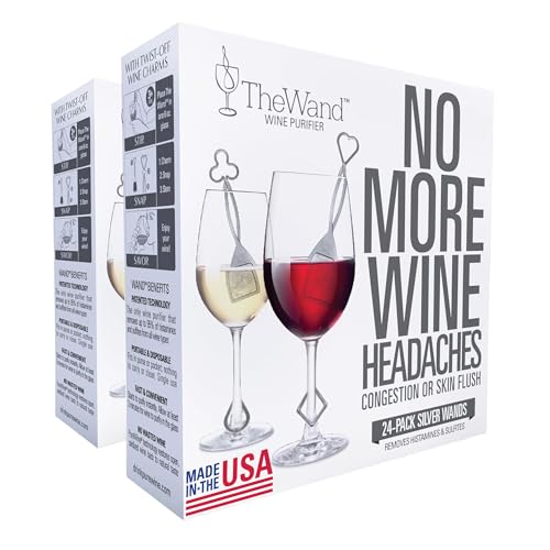 PureWine Wine Wands Purifier, 48 Wine Filters Remover Histamines Sulfite - May Reduce and Alleviate Wine Allergies & Sensitivities - Restores Taste, Perfect Wine Pourer, Gifting, Holiday (48 Pack)