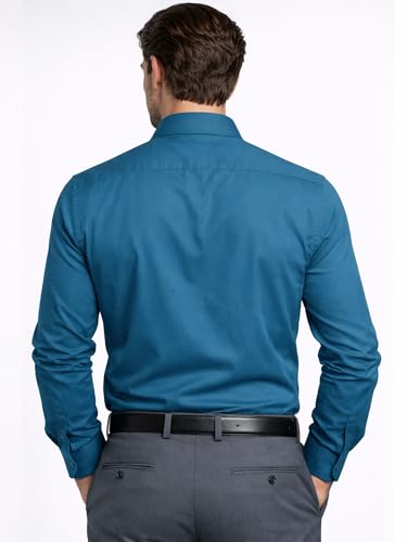 Image of FILO HEVIS Men's Shirt Regular Fit Solid Self-Cord Cotton Blended, Soft Fabric Stylish Formal Wear Man Shirt, Spread Collar Full Sleeves,(Available in Plus Size)