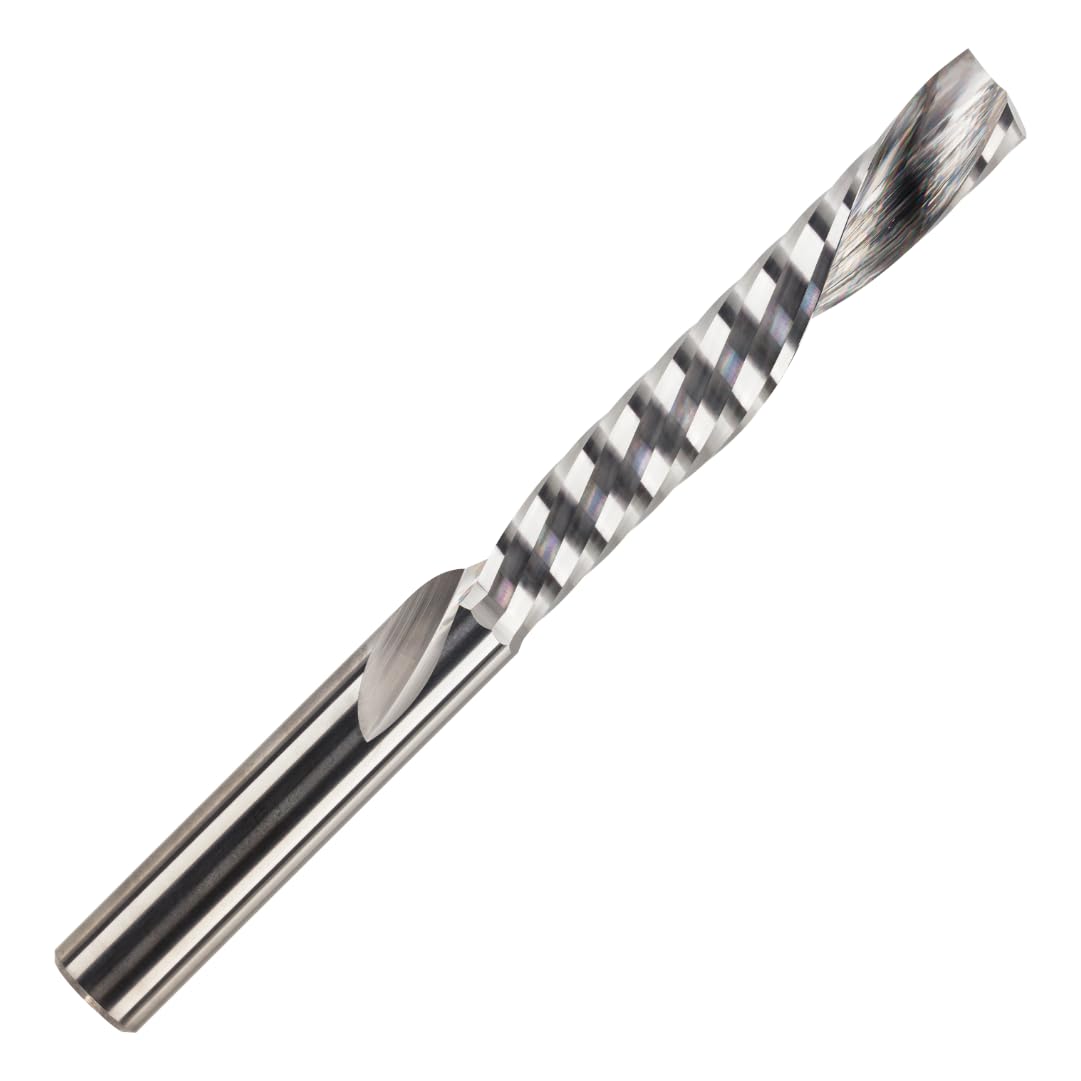 8mm x 62mm Flute x 8mm Shank Solid Carbide Single Flute Down Cut Router Bit – CNC Router Cutter for Wood, MDF, Plywood, Plastic, Aluminium & Composites – Industrial Quality Spiral Bit