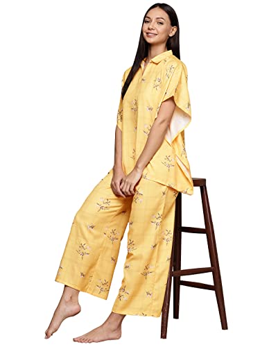 Image of ZIYAA Women Women's Orange Rayon Night Suit Set