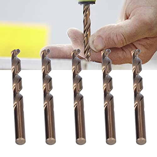 5Pcs Straight Shank Twist Drill,Twist Drill Bit HSS Long Shank Twist Drill Straight Shank Tool for Processing Stainless Steel, Copper Plates,Plates 7 Multiple Size Spiral Drill