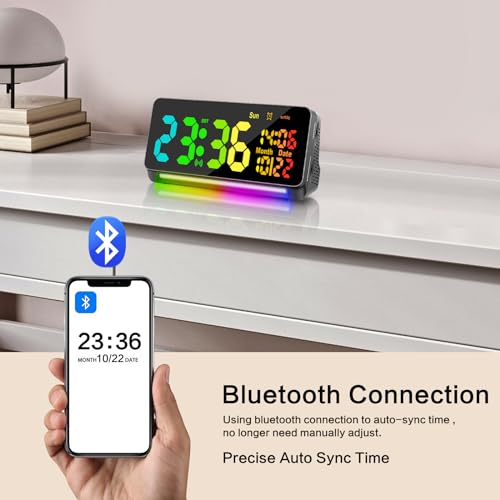 Samshow 120db Super Loud Alarm Clock, Bluetooth Sync Time - Image 2