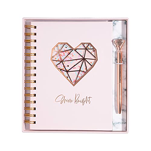 Pink Hardcover Notebook Journal with Pen Set - Cute Spiral Notebook Dream Journal for Women and Teen Girls - Perfect Office or School Notebook â€“ Diary with Pen Gift Set â€“ Cute Journals Set with Diamond Pen