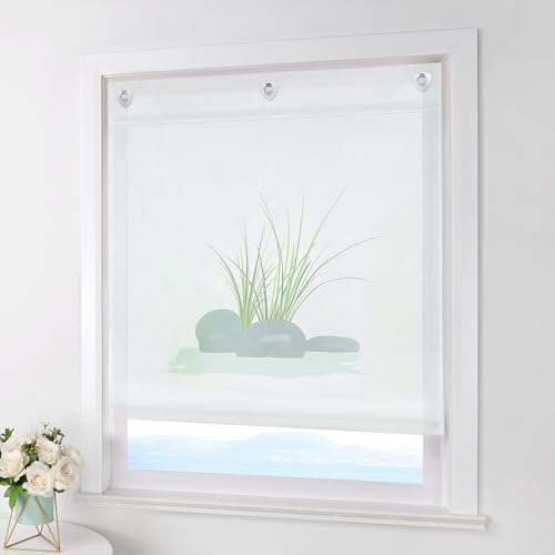 ESLIR Raffrollo Ohne Bohren Gardinen Küche Raffgardinen mit Ösen...