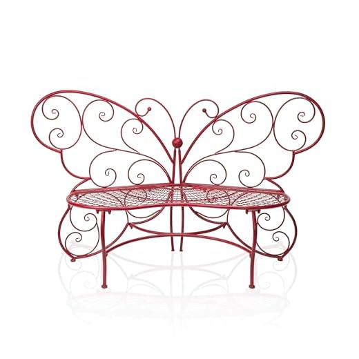 Alpine Corporation BAZ400RD Alpine Butterfly Metal Two People Outdoor Bench, 62" L x 26" W x 38" H, Red