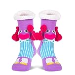 WOTENCE Women Slipper Socks Fluffy and Warm Fleece Lined with Grippers Non Slip Cute Bed Slippers Funny Socks Winter Home For Women Wife Girls（Purple）