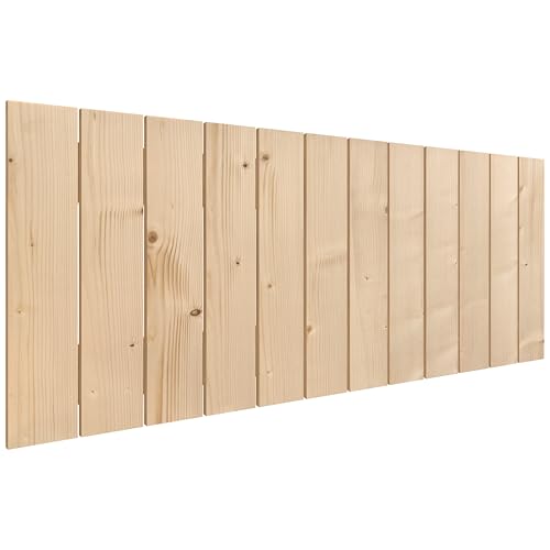 DHOME Cabecero de Madera Natural de Pino Estilo Palet Vertical Cama Palets Herrajes incluidos (110x46cm)