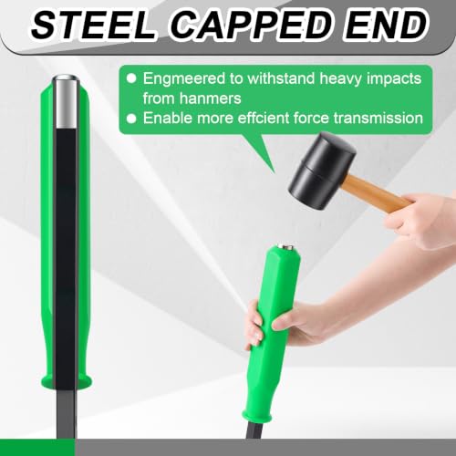 Image of 38 Inch Metal Striking Cap Pry Bar Long Heavy Duty Pry Bar with Mechanic's Handle for Positioning Aligning Prying Iron Worker Tools (Green)