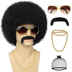 5pcs Set Afro Black+Glasses+Necklace+Mustache