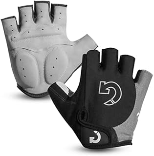 GEARONIC Cycling Gloves Anti-Slip Mountain Bike Gloves For Men Breathable Foam Padded Biking Gloves Shock Absorbing MTB Bicycle Gloves Half/Full Finger Guantes (Gray, Large)
