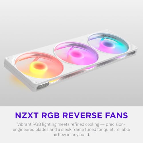 Image of NZXT F420 RGB Reverse - 420mm Single-Frame Reverse Fan - White