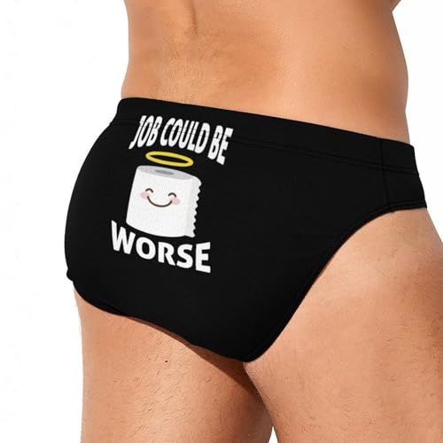 Job Could Be Worse Mens Swim Briefs Quick Dry Swimming Trunks Training Swimsuit Low Rise Swimwear3