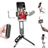 ZOINSHOT All Metal Foldable Pocket Phone Tripod Stand & Selfie Stick, Mini Travel Vlogging Tripod with 360° Rotation Phone Holder, Dual Cold Shoe, 1/4