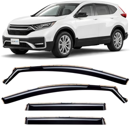 Image of CLIM ART in-Channel Incredibly Durable Rain Guards for Honda CR-V (CRV) 2017-2022, Original Window Deflectors, Vent Deflector, Vent Window Visors, Dark Smoke Car Accessories, 4 pcs - 617450
