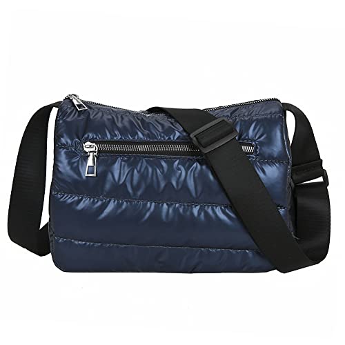 Fashion Quilted Stripe Shoulder Bag Women Classical Solid Color Nylon Crossbody Bags Small Handbags