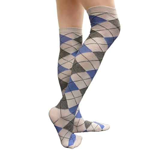 Image of COUVER Women's Thigh High /Over Knee Fashion Argyle Socks, Medium, 1 Pair