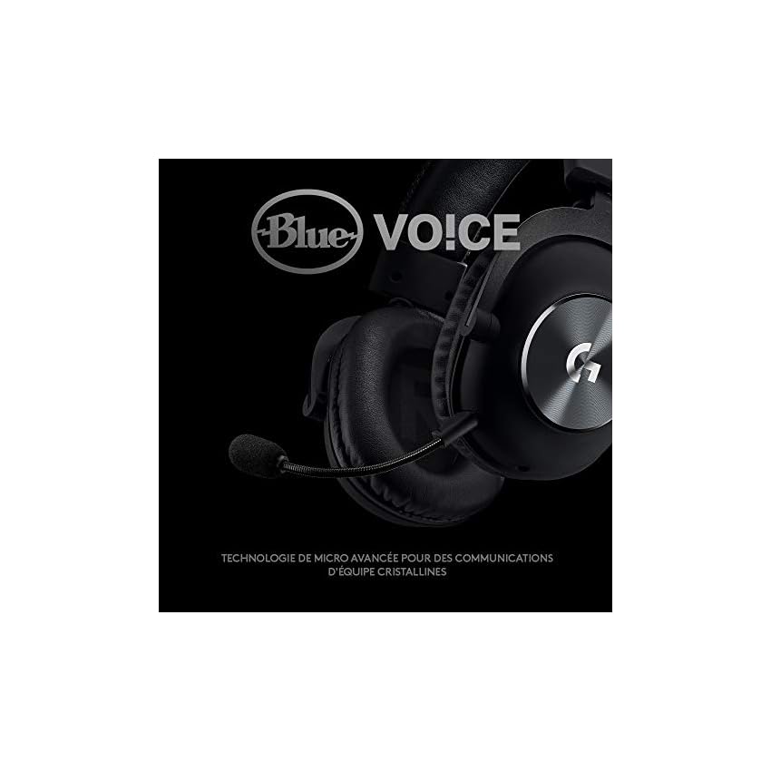 logitech g pro x casque gaming over ear avec micro blue vo!ce, dts headphone:x 7.1, transducteurs pro g 50mm, son surround 7.1 pour gaming esport, pc/ps/xbox/nintendo switch noir