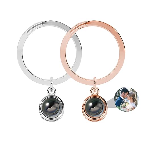 Smallduuck Llavero Personalizado Proyección de Foto Llavero Círculo Te Quiero 100 Idiomas Llavero Plata Conmemorativo Regalo de Cumpleaños Navidad San Valentín,Estilo 1