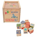 Toyvian Holz bausteine mit Zahlen Buchstabenklötzen Montessori Lernspielzeug für Kleinkinder Fördert Kreativität Hand Auge koordination und Spielerisches Alphabet Zahlenverständnis