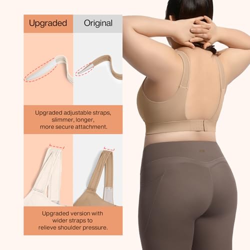 Image of High Impact Sports Bras for Women Adjustable Zip Front Plus Size Workout Bra Full Coverage Removable Padded Running