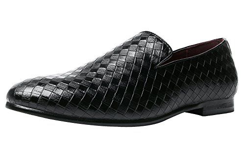 Santimon Mens Loafers Fashion Weave Dress Driving Flats Slip on Penny Loafer Casual Shoes Black Blue Red White